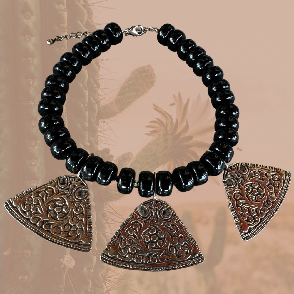 Vintage Chicos Boho Bead and Medallion Necklace